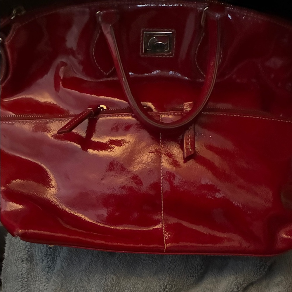 Dooney and Bourke Red Patent Leather Tote Bag